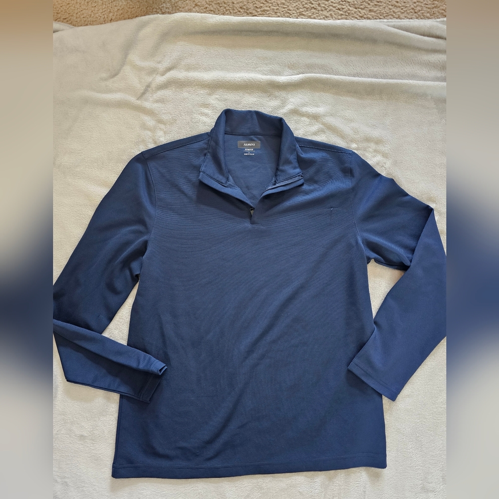 Alfani Deep Blue Long Sleeve Quarter Zip Men's Shirt
